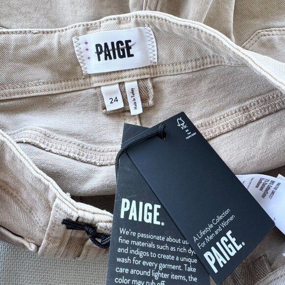 NWT PAIGE Anessa Wide Leg Jeans Set in Pockets Tan Khaki Soft Sand 24 - Picture 10 of 12